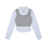 Soft Mix Knit Vest Shirt 232502877
