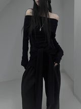 chio off-shoulder strap knit (3color)