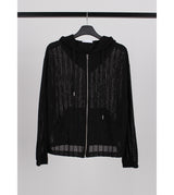 MESH KNIT HOOD ZIP-UP