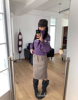 Purple Snow Turtleneck Cropped Knitwear