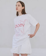 Flower Letter Oversized T-Shirt - White