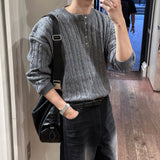 LMN オールデイ5ボタンツイスティドヘンリーネックニット (4 colors)