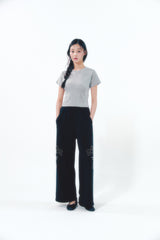 Heart Logo Shirring Detail Top Gray
