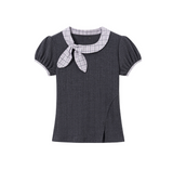 Rosena Plaid Collar Blouse