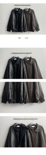 Duzo incision boxy leather collar jumper