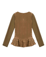 グロッシーフリルトップス _ BROWN