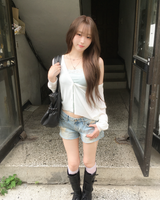 Light denim damage shorts