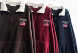 American Flag Coloring Fleece Semi-Zipup Anorak Sweatshirt