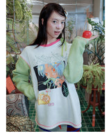 UnsocialNight original design autumn and winter Ollie frog oliwa co-branded イラストプリントスウェットシャツセット for women