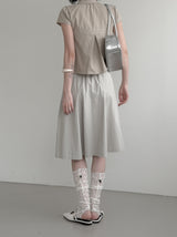 Cotton Gored Flare Midi Skirt
