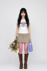 ベルテッド スコート パンツ (BEIGE, CHARCOAL 2COLORS!)
