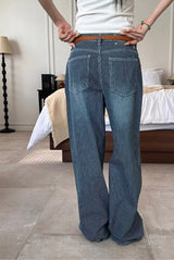 Wide stripe denim pants(2color)