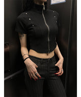 Chic stud half zip up(4color)