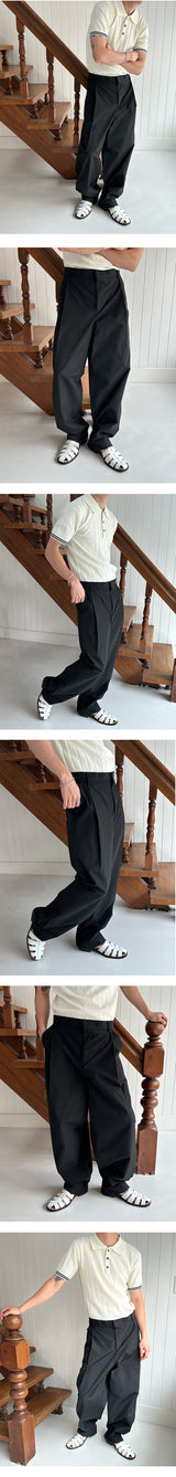 [S/S] Nylon tuck wide slacks (3color)
