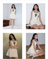 rirri 2025 Spring-Summer セーラーカラースリムフィットボウウエストドレス