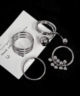 4set Unique Drop Silver Ring Set