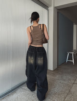 [U-BASIC] Boldy Line Ribbed Crop Sleeveless