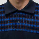 1/2 レギュラー チェスト グリッド ウェーブ PKティー(NAVY)