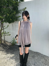 セイン シフォン ホルターブラウス (3 colors)