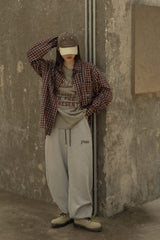 Logo Point Check Shirt - Burgundy