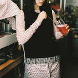 [SUTEKXWEBHOUSE] Stripe Ribbon Blouse - Black