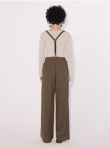 Hong Kong style pleated retro loose wide-leg overalls suit casual trousers