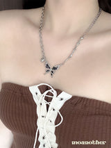 [IVE Leeseo, Purplekiss Dosie Pick!](S.Steel) ブラックバターハートネックレス