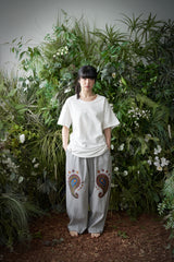 エッセンシャル プリーツ Uネック 1/2 Tシャツ (Off-White)