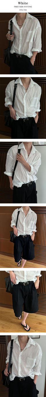 [Unisex] リンクルオーバーフィットシャツ(2color)