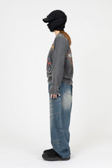 モーターサイクルヴィンテージクロップ長袖Tシャツ