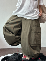 LOOSE CARGO BANDING BALLOON PARACHUTE BALLOON COTTON PANTS 💚🐣🖤 - 3 COLORS