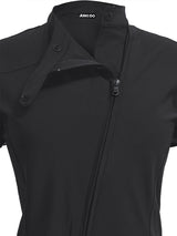CURVED ZIP-UP SHIRT WITH LAYER . COOL BLACK