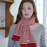 Candy Stripe Knit Muffler (Red & Ivory)