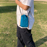 Nylon pouch bag - BLUE / MUSTARD