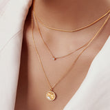 Round Solitaire Cubic Zirconia 925 Silver + 14k gold plating Necklace N059-01G