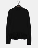 (Plain) ホテフリルレイヤードインナータートルネックTシャツ