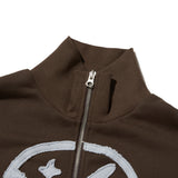 Finger Logo Applique Crop Zip-Up (Brown)