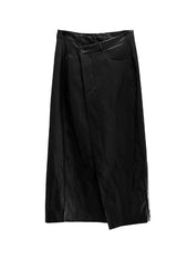 Revon Crack Leather Long Skirt