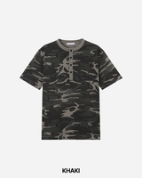 カモフラージュヘンリーネックショートスリーブTシャツ