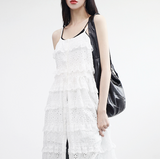 Bullet lace punching long dress