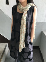 2-Color Small Floral Pleated Vintage Scarf