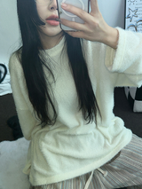 PATCH 🤎 LOOSE GIRLY OVER KNIT 🧸🤍🤎🖤4COLOR