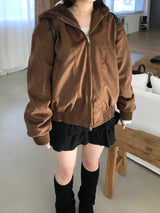 Suede fur hooded jumper (2 colors)