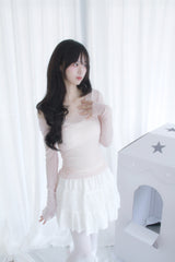See-through layered lovely t-shirt