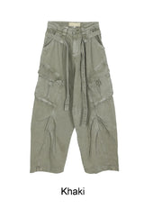 Raven Belted Dyeing Cargo Pants