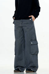 Deconstructed Wide-Leg Cargo Pants