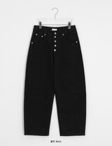 [unisex] レンシュボタンワイドコットンパンツ