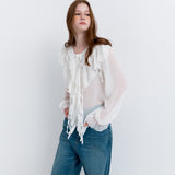 See-through Frill Blouse White