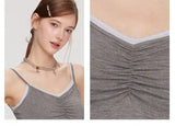 Feminine Double Strap Layered Frill Blouse