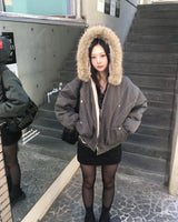 Fur hood vintage jumper